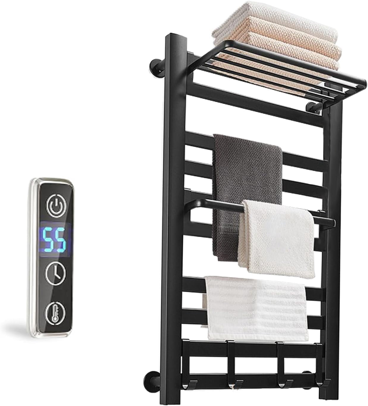 Picture of Heated Towel Rack Wall Mounted with Shelf for Bathroom Towel Warmer ...