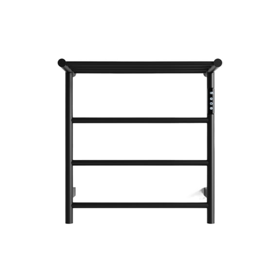 Heated Towel Rack with Top Shelf 3-Bar Wall Mounted Smart Touchscreen Timer Towel Warmer, 304 Stainless Steel for Bathroom, SPA & Hotel (Black)