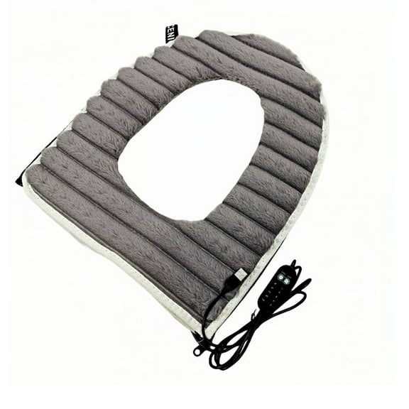 Heated USB Toilet Seat Cover with Thermostat, Washable Plush Heated Cushion for Home Use, 5 Temperature Settings & Timer, 1-Pack