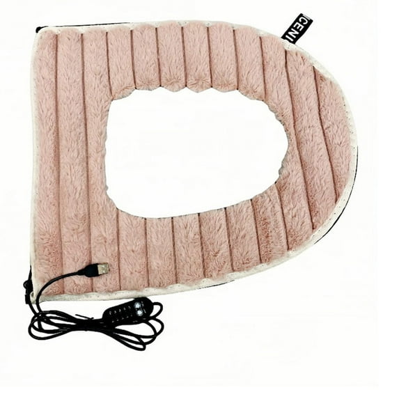 Heated USB Toilet Seat Cover with Thermostat, Washable Plush Heated Cushion for Home Use, 5 Temperature Settings & Timer, 1-Pack