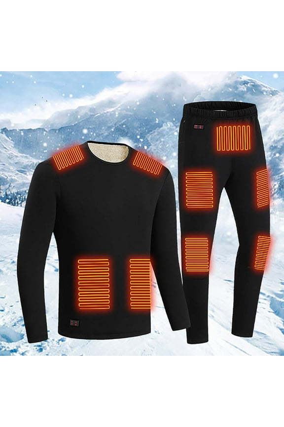 Heated Underwear Men Base Layer Set Usb Charge Heated 30 Zone Intelligent Heated Cold Winter Fleece Lined Thermal Underwear For Skiing