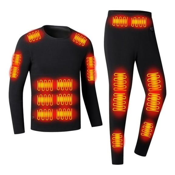 Heated Underwear for Unisex 42 Areas USB Electric Heating Clothing Casual Solid Long Sleeve Thermal Underwear Set