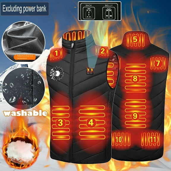 Heated Vest, 11 Heating Zones Electric Lightweight Heated Vest For Men Women,Skating for Heated Jacket/Sweater Black S
