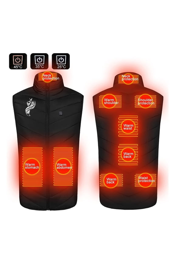 Heated Vest, 9 Heating Zones Electric Lightweight Heated Vest For Men Women,Skating for Heated Jacket/Sweater Black L
