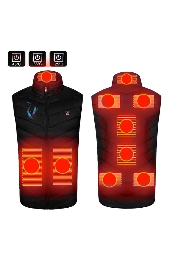 Heated Vest, 9 Heating Zones Electric Lightweight Heated Vest For Men Women,Skating for Heated Jacket/Sweater Black M