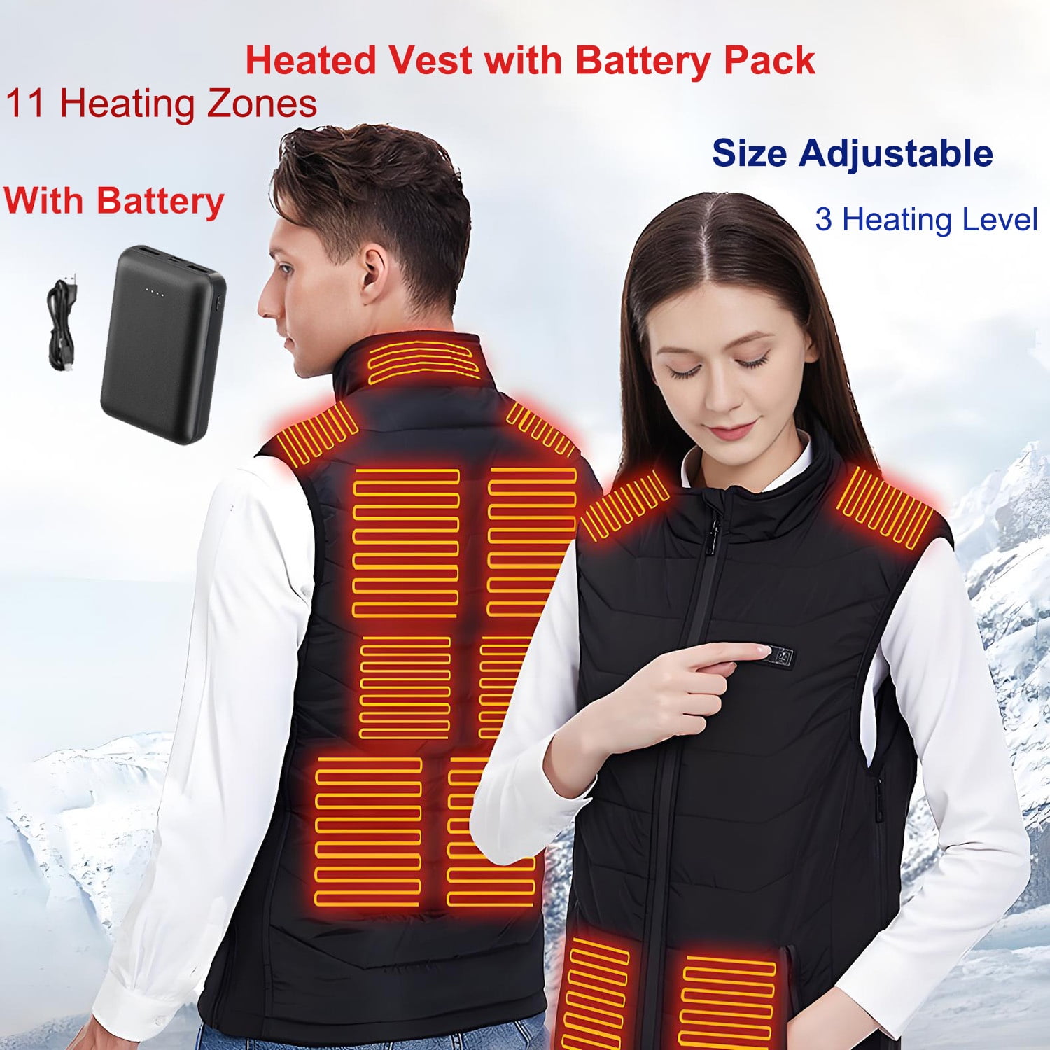Electric Heated Vest With 20000mAh Power Bank Winter Heating Warm - View #6