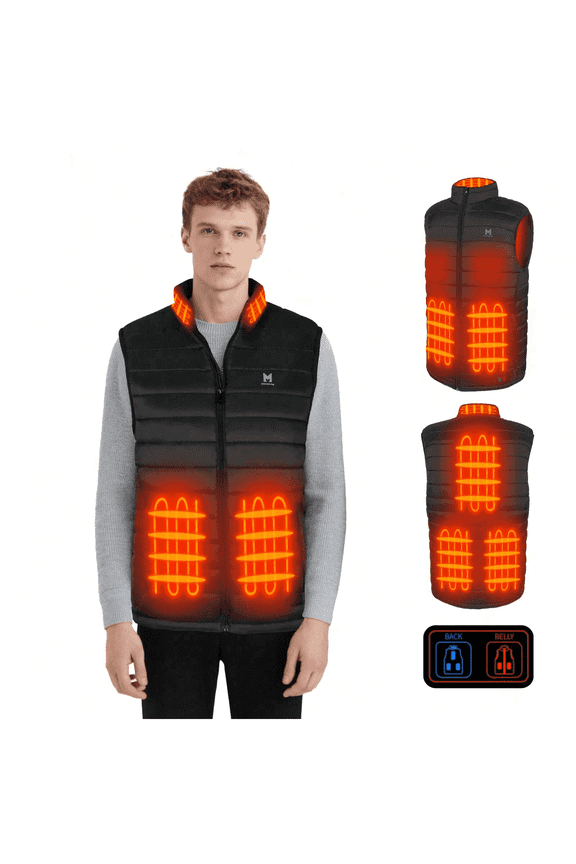 Heated Vest For Men Women, Lightweight Electric Heated Vest 6 Heating Zone 3 Temperature Heating Vest For Winter Hiking Skiing Skating Outdoor 2XL