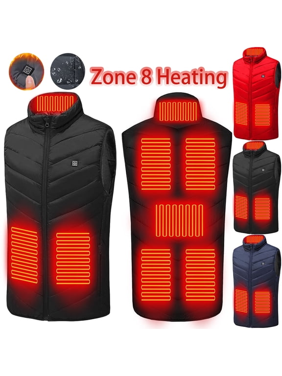 Heated Vest For Men Women Unisex,8 Heating Zones USB,3 Temp,Washable Heated Jacket Outdoor Hiking Vest L