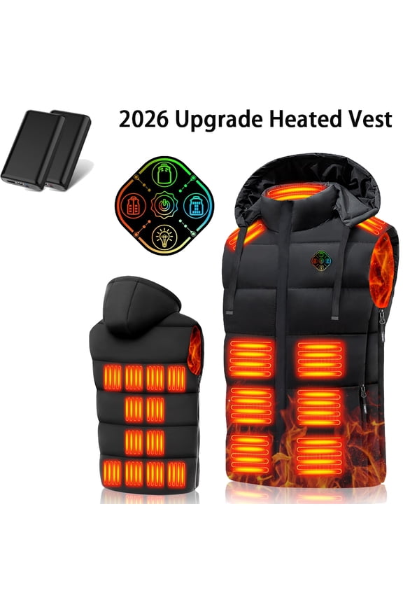Heated Vest,Heated Vest for Men and Women,21 Heated Zones,5 in 1 Smart Controller, ith 40000mAH 7.4V Battery Pack,Suitable for camping, skiing, hiking,and other outdoor activities.