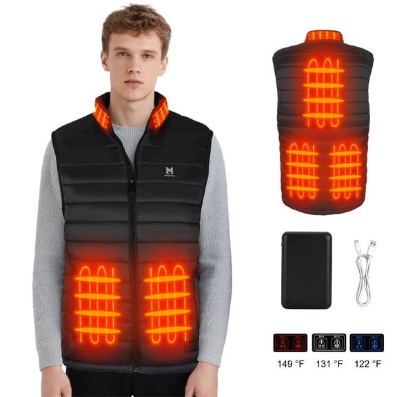 Heated Vest for Men Women with 10000mAh Power Bank, Lightweight Electric Heated Vest 6 Heating Zone 3 Temperature Heating Vest for Winter Hiking Skiing Skating Outdoor M