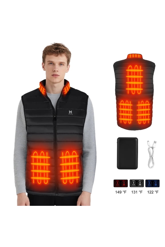 Heated Vest for Men Women with 10000mAh Power Bank, Lightweight Electric Heated Vest 6 Heating Zone 3 Temperature Heating Vest for Winter Hiking Skiing Skating Outdoor 2XL