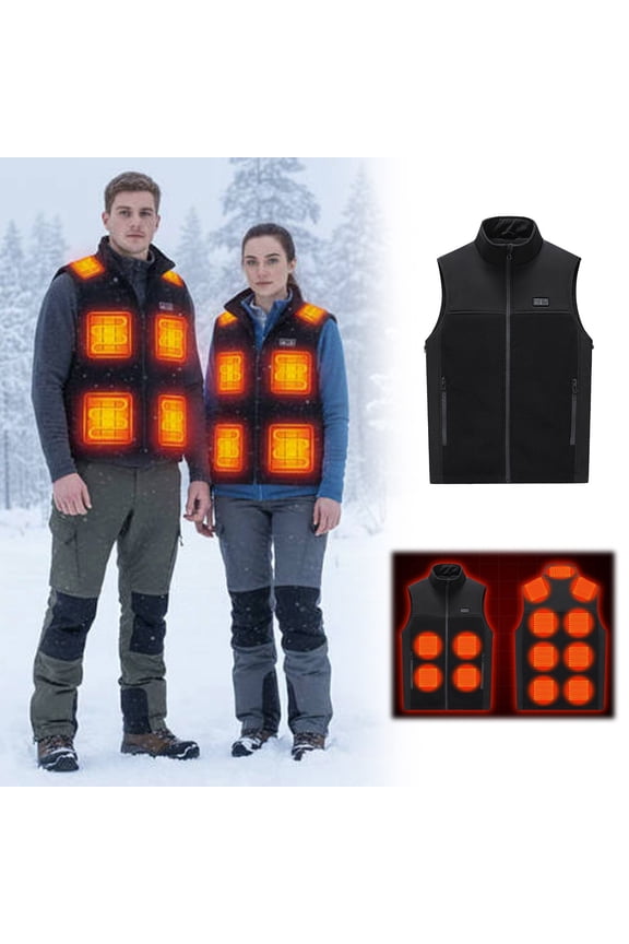 Heated Vest for Men Women, 3 Heat Levels, 13 Heating Zones, Smart Electric Heating Vests, USB-Powered Adjustable Warming Clothing for Outdoors, Skiing, Cycling and Commuting,L
