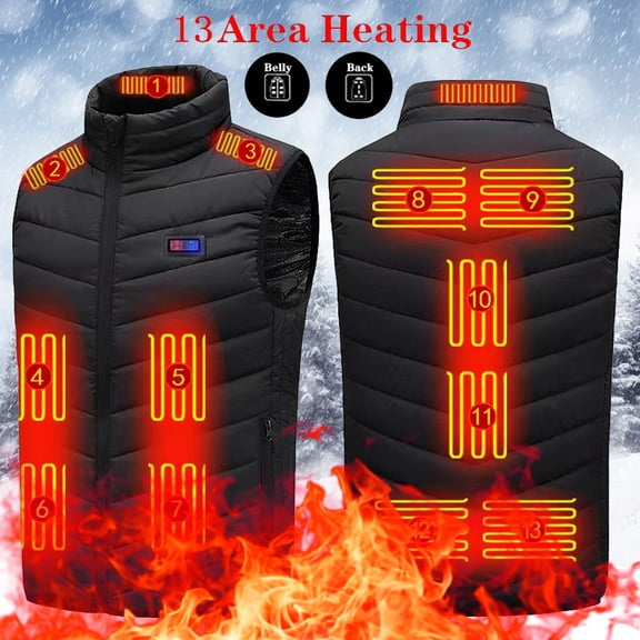 Heated Vest For Men Women Upgrade Unisex Electric Heated Coat - 3 Heat Settings,Thirteen-Zone Heating, USB Powered, Premium Fabric Washable Heated Jacket Outdoor Fishing Hunting Waistcoat Hiking Vest