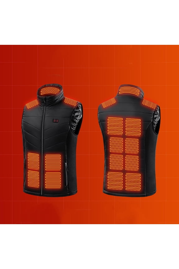 Heated Vest Unisex Heated Clothing Lightweight USB Heated Jacket 3 Heating 15 Heating Adjustable Size Fits Hiking (Battery Pack Not Included) Long Coats for Women Fashion 4 Person Tent down Jacket