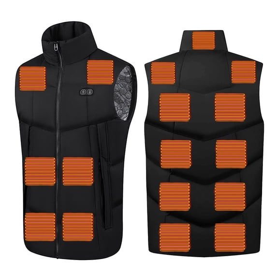Heated Vest Unisex Zipper Press 2 Control Heating Jacket Heated USB Charging Version Color Blocking Quilted Vest Outerwear Fashion Sleeveless Clothes Men's Warm Fitted Vest with Pocket