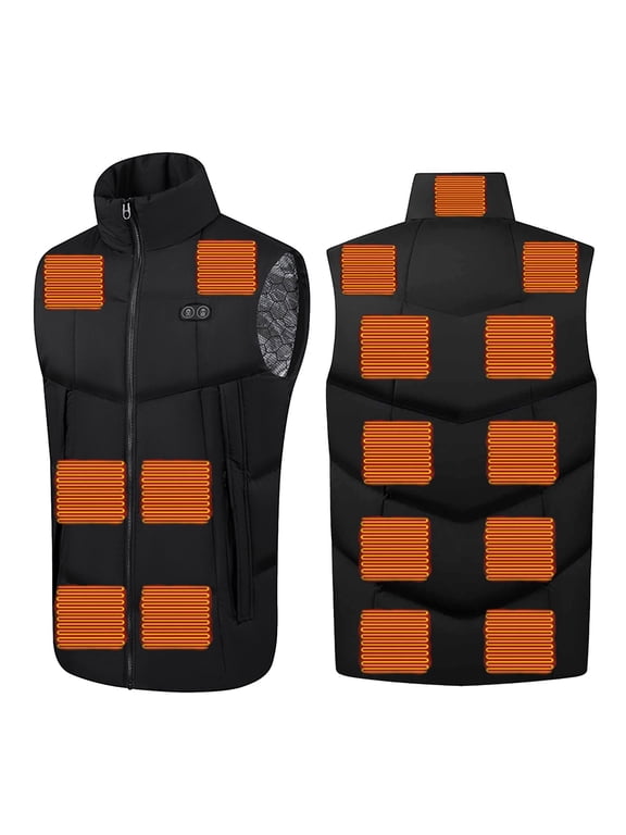 Heated Vest Unisex Zipper Press 2 Control Heating Jacket Heated USB Charging Version Color Blocking Quilted Vest Outerwear Fashion Sleeveless Clothes Men's Warm Fitted Vest with Pocket
