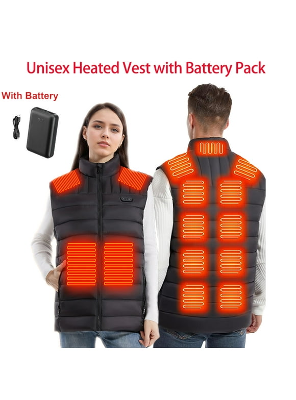 Heated Vest for Women Men with Battery Pack,Unisex Winter Warm Heating Vest with 15 Heat Zones Windproof Waterproof Heating Jackets for Outdoor Cycling Hunting Fishing Skiing