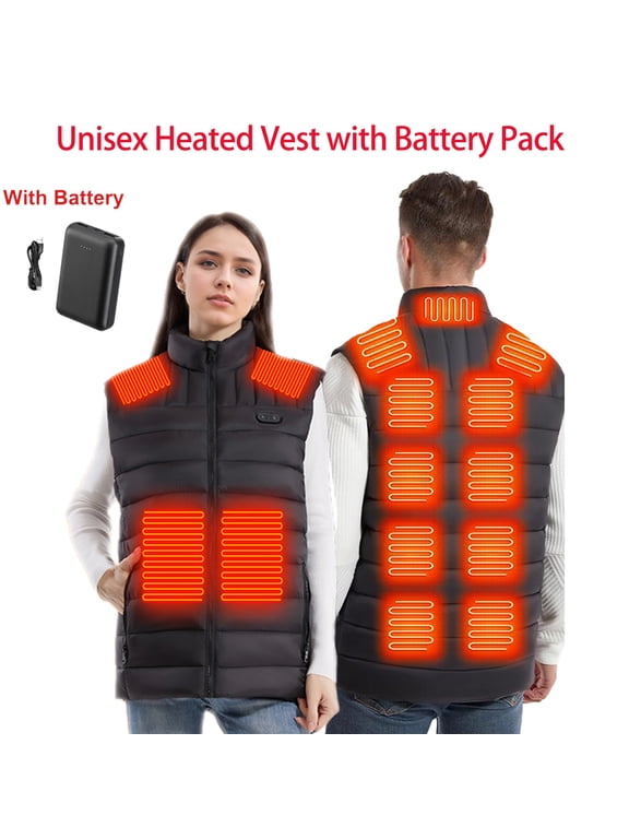 Heated Vest for Women Men with Battery Pack,Unisex Winter Warm Heating Vest with 15 Heat Zones Windproof Waterproof Heating Jackets for Outdoor Cycling Hunting Fishing Skiing