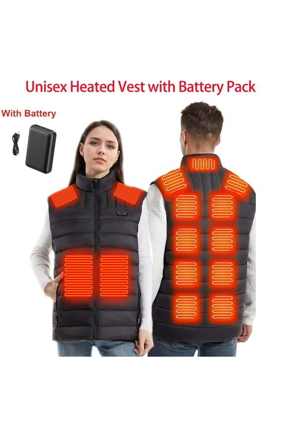Heated Vest for Women Men with Battery Pack,Unisex Winter Warm Heating Vest with 15 Heat Zones Windproof Waterproof Heating Jackets for Outdoor Cycling Hunting Fishing Skiing