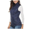 thumbnail image 1 of Heated Vest for Women Lightweight 3 Heat Zones Zipper Stand Collar Solid Sleeveless Puffer Unisex Jackets Winter Outwear Battery Not Included Warm Casual Tops Blue M, 1 of 8