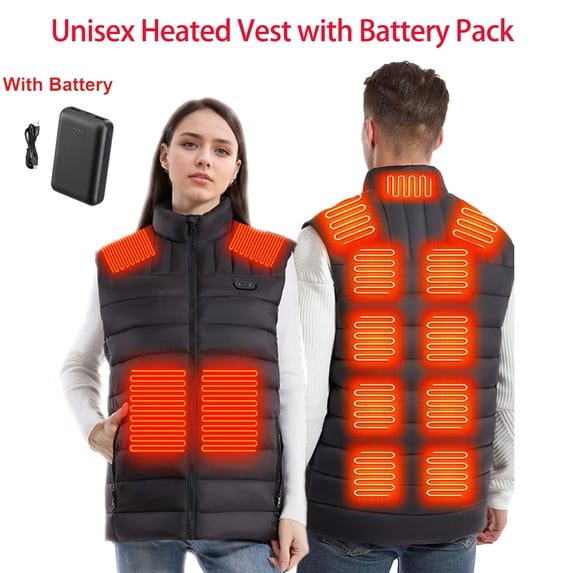 Heated Vest for Women Men with Battery Pack,Unisex Winter Warm Heating Puffer Vest with 15 Heat Zones Windproof Waterproof Heated Jackets for Outdoor Cycling Hunting Fishing Skiing,3XL