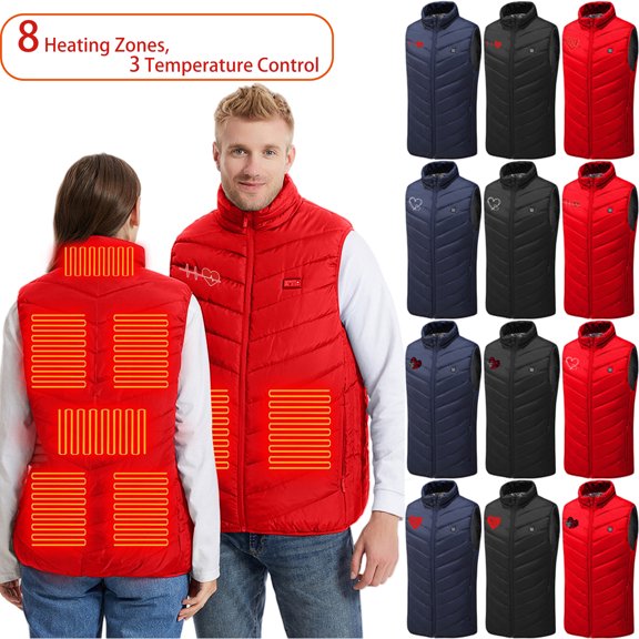 Heated Vest for Men Heated Vest Women,8 Heating Zones USB,3 Temp,Outdoor Heating Vest Christmas Gifts 2XL
