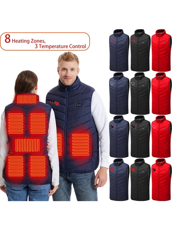 Heated Vest for Men Heated Vest Women,8 Heating Zones USB,3 Temp,Outdoor Heating Vest Christmas Gifts XS