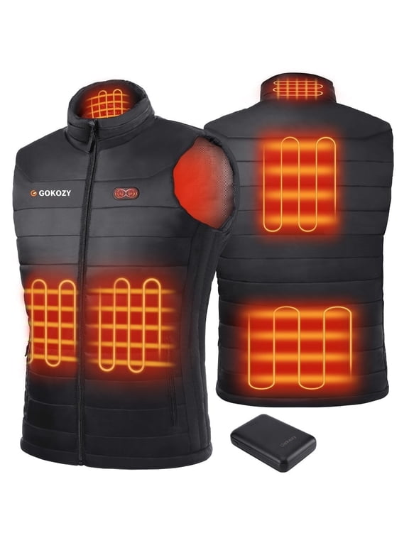 Heated Vest for Men, Rechargeable Mens Heated Vest with Battery Pack Included (10000mAh), 3 Temp Adjustable Electric Heating Vest