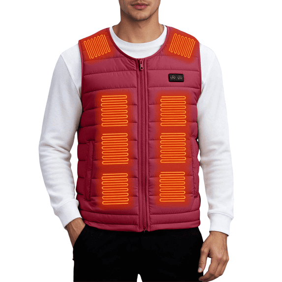 Heated Vest for Men Women Rechargeable Battery Powered Heated Vests for Winter with 22 Heated Zones Color: Brick Red Size: L
