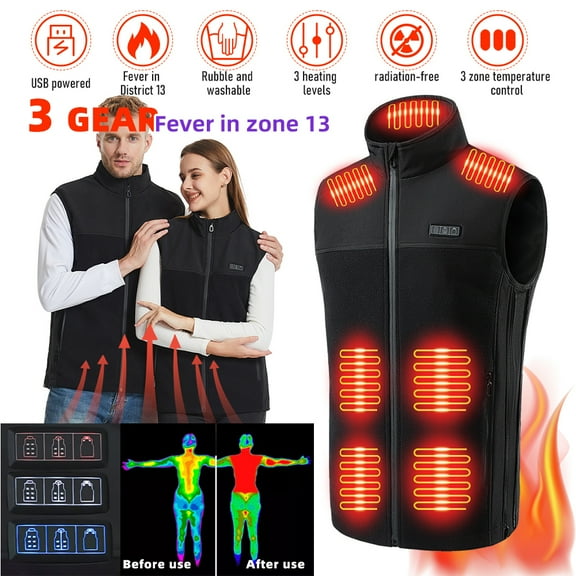 Heated Vest for Men Women,Kepeak Heated Jacket for Men, 3 Heating Levels, Nano Soft Fabric (Battery Pack Not Included)2XL