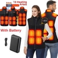 thumbnail image 1 of Heated Vest with Battery Pack for Men Women, Fleece Heating Vest with 13 Heating Zones Washable Heating Jackets Size Adjustable Winter Vest, Black, 1 of 10