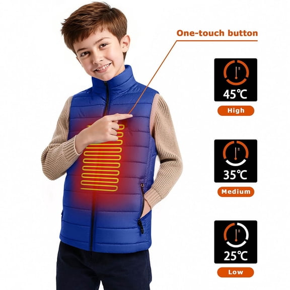 Heated Vests for Kids Girls Boys with 2 Heating Zones Intelligent Constant Temperature Sleeveless Jacket for Hiking Skiing New Girls Sleeveless Jacket Blue 11 Years