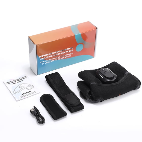 Heated Vibrating Shoulder Massager Wireless Remote Control Magnetic Suction 5 Vibration Modes 5 Heat Levels Ergonomic Design 5000mAh Battery for Pain Relief