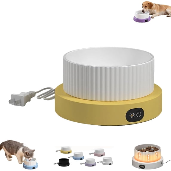 Heated Water Bowl for Cats, 15.21Oz Thermostatic Control Pet Bowl with 3 Temperature Settings & Chewproof Cord, Provides Warm Water for Dogs, Cats, Chickens in Winter