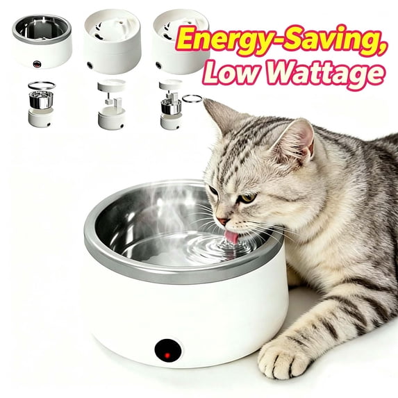 Heated Water Bowl,Constant Temperature Pet Water Bowl, 3-in-1 Ceramic Heated Cat Dish with Drying & Circulating Modes, Energy Efficient & Safe _ A