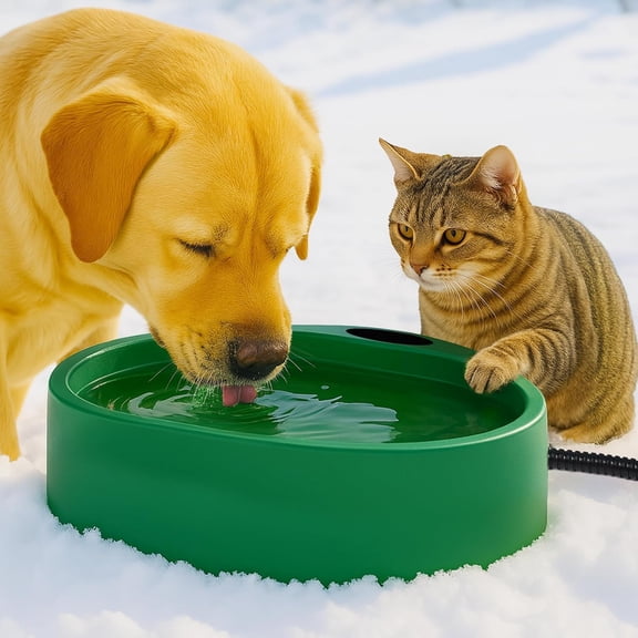 Heated Water Bowl for Dog Cat, Outdoor Warming Dog Bowl with Chew Resistant Power Cord, Waterproof Heat Pet Bowl Smart Heating in Winter Antifreeze for Dog Cat Chicken Duck, 125 fl oz (Teal Blue)