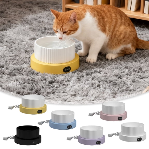 Heated Water Bowl Outdoor Thermostatic Control Heated Dog Pet Bowl Heated Water Pet Dish with Cord Automatic Warming Provides Warm Drinkable Water in Winter for Dogs Cats Chickens #A2