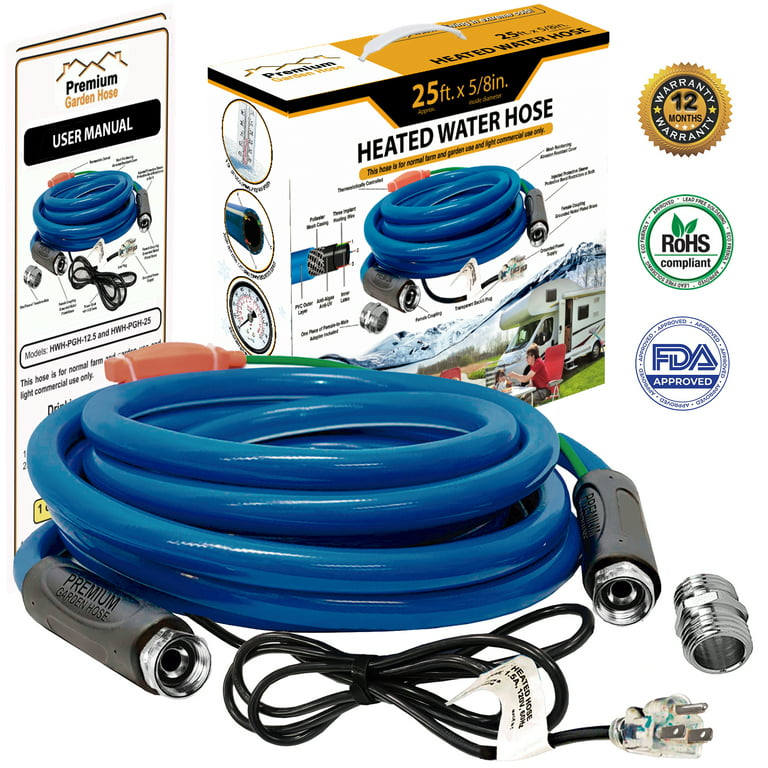 Heated Water Hose for RV 2022 Version (25ft), Lead and BPA free, the Best  Cost-Benefit RV Heated Fresh Water hose with Energy Saving Thermostat (25ft)