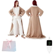 Heated Wearable Blanket with Feet, 2026 Upgrade Heated Wearable Blanket, 50"X70" Electric Blanket Heated Robe for Home, 10 Heating Levels Robe Snuggie Blankets for MomBeige
