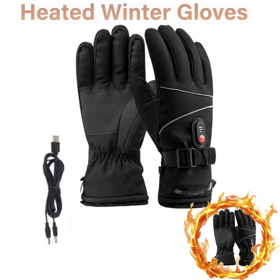 Heated Winter Gloves for Men Women, USB Electric Touch Screen Gloves, Waterproof Thermal Heated Gloves with Three Temperature Settings for Driving Cycling Hiking Hunting Cold Weather, AKLJWH, XL