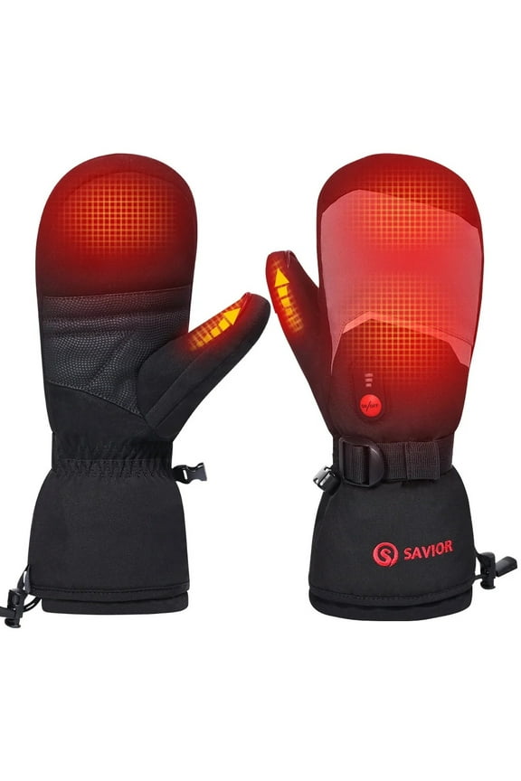 Heated Winter Gloves Rechargeable ，SAVIOR Women Men Ski Gloves Waterproof Mittens Gloves For Winter Outdoor Work Skiing