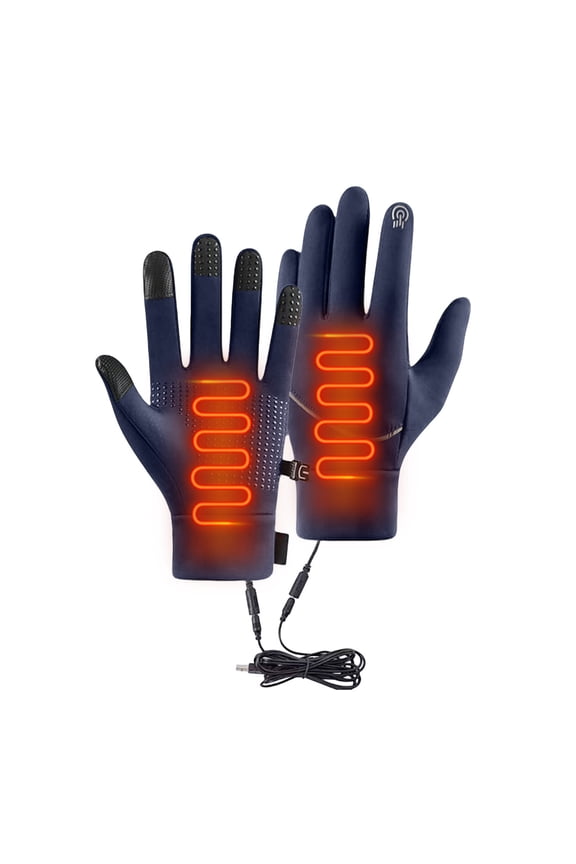 Heated Winter Gloves USB Powered,Touchscreen Waterproof Thermal Gloves for Men and Women,Skiing,Cycling,Hunting,Hiking Outdoor Activities with Ergonomic Grip and Even Heat Distribution-Navy-L