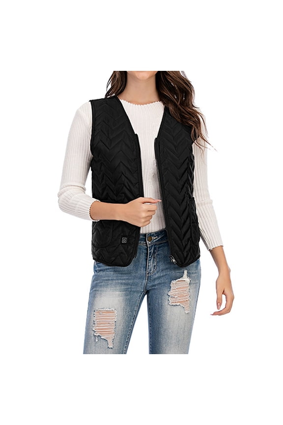 Heated Womens Vest Winter Outdoor Fast Warm Up Heated Vest Smart Warming One Size Ski Mountain Climbing Sleeveless Layer Sleeveless Jacket Regular Fit Women Plus Size Vest