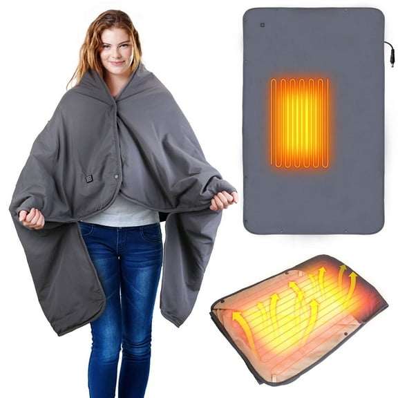 Heated Wrap Blanket  USB Electric Heated Blanket Heated Shawl with 3 Heating Levels 2Hrs Auto Off Machine Washable Waterproof for Indoor Outdoor Car 53.5x37.8in