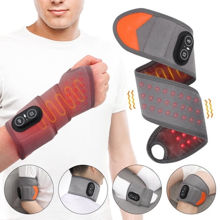 Heated Wrist MassageWrap, Cordless Wrist Heating Pad, Wrist Massager with Heat, 3 Heat & Vibration Levels, 3000mAh Battery Rechargeable for Arm Neck Calf, Dark Gray