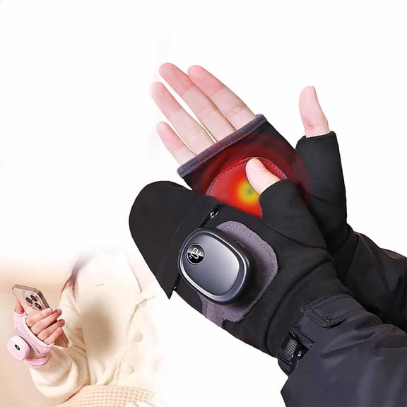 Heated fingerless gloves, intelligent thermostatic electric heated fingerless gloves, rechargeable, winter warm gloves, suitable for men and women for work, cycling and outdoor activities.