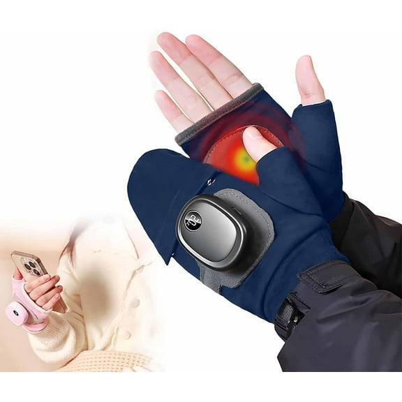 Heated fingerless gloves, intelligent thermostatic electric heated fingerless gloves, rechargeable, winter warm gloves, suitable for men and women for work, cycling and outdoor activities.