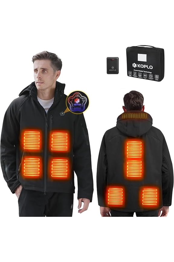 Heated jackets for Men Women with 14400mAh Battery Pack, Heated Coats with Detachable Hood Windproof