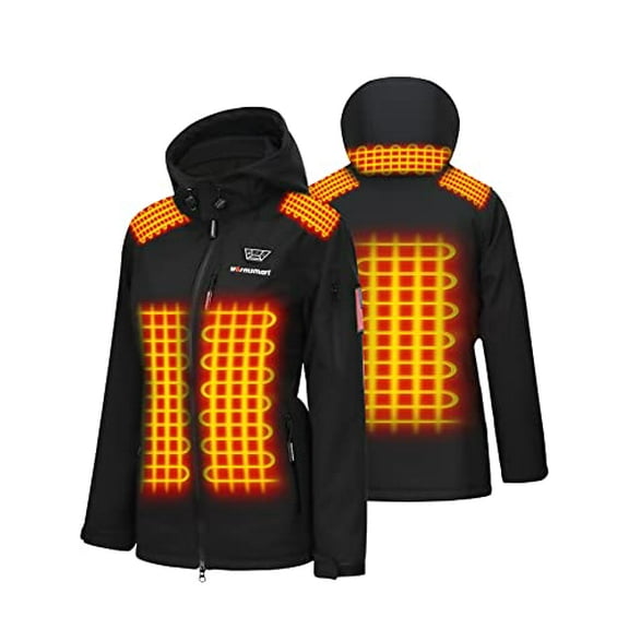 Heated jackets for Women with 14400mAh Battery Pack, Heated Coats with Detachable Hood Windproof
