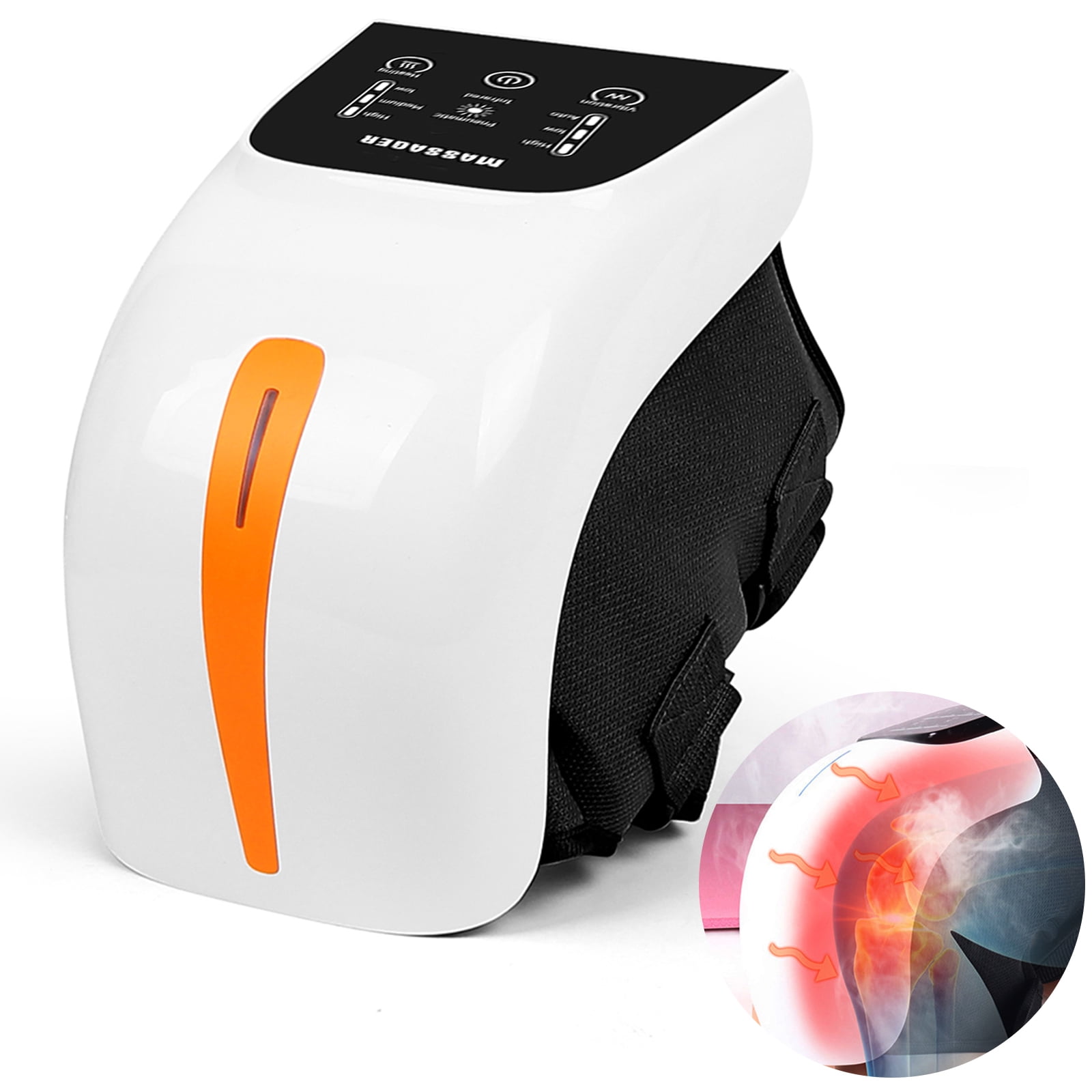 Heated knee massager, wireless LED 3stop massage mode Portable